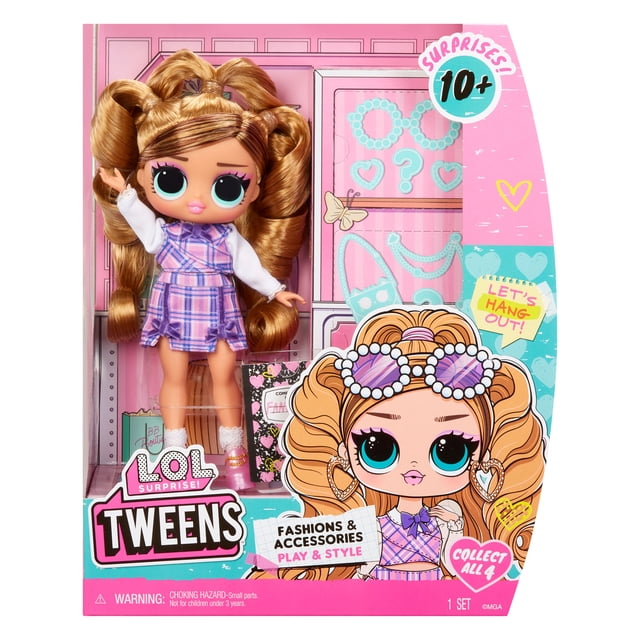 L.O.L. Surprise! Poupée de Base pour Préados - Fancy Gurl en Emballage, Présentant une Poupée de Mode Articulée avec de Longues Boucles Blondes Portant une Robe à Carreaux Violette par-Dessus une Chemise Blanche à Manches Longues, des Chaussettes Blanches et des Chaussures Roses, avec Accessoires Inclus et une Boîte Colorée Mettant en Valeur Plus de 10 surprises et Modes de Collection.
