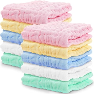 QUTETN 10 PCS Organic Cotton Baby Wipes Natural Cotton Baby Wipes Soft Newborn Face Towel and Washcloth for Sensitive Skin Registry as Shower 12x12 inches