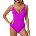 thumbnail image 1 of Diufon Women's Bikini Swimsuit Backless Deep V Neck Ruched Slim Swimwear Summer Beach Bathing Suits with Pads, 1 of 4