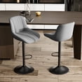 thumbnail image 3 of Hawsaiy Adjustable Bar Stools Set of 2, Swivel Counter Height Bar Chairs with Back, Modern Technical Fabric Barstools for Kitchen Island & Home, Dark Gray, 3 of 11