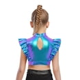thumbnail image 2 of Hansber Hauts Courts à Volants pour Filles, Patchwork en Maille Brillante, Danse de Rue Hip Hop, Costume de Performance Bleu 6, 2 of 5