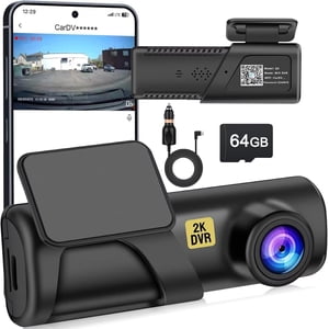 Dash Cam, 2.5K Caméra Dash pour les voitures avec WiFi FHD, Mini Caméra de voiture, Dash Cam avant intégré 64GB SD Carte, 160° Angle large, vision nocturne, enregistrement en boucle,24H Moniteur de stationnement, soutien 128GB