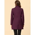 thumbnail image 4 of INSPIRE CHIC Women's Winter Overcoat Stand Collar Single Breasted Mid-thigh Long Coat Purplish Red XL, 4 of 5