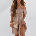 thumbnail image 4 of Gspmoly Robes d'Été pour Femmes, Robe d'Été Unie à Manches Courtes pour Femmes, Robes Formelles pour Femmes Économies, 4 of 6