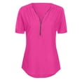 thumbnail image 4 of Weiqiqre Tuniques pour Femmes, Tunique Décontractée d'Été pour Femmes à Manches Courtes avec Fermeture Éclair, Blouse à Col en V à Manches Roulables, 4 of 6