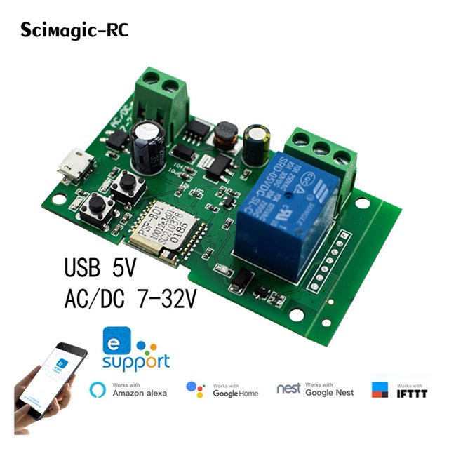 Commutateur Wi-Fi pour Porte de Garage 1 Ch 4 Ch Module de Relais Sans Fil Module d'Automatisation pour Maison Intelligente Application Télécommande Commande Vocale, Facile à Utiliser