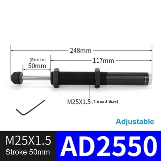 Bgsha Hydraulic Shock Absorber Hydraulic Buffer Damper Hydraulic Damper Oil Pressure Buffer Damper Cylinder Spring Adjustable AC0806/2020/1008 Accessories