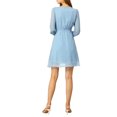 thumbnail image 3 of INSPIRE CHIC Women's Solid Cute V Neck Half Sleeve Flowy A-Line Chiffon Dress, 3 of 7