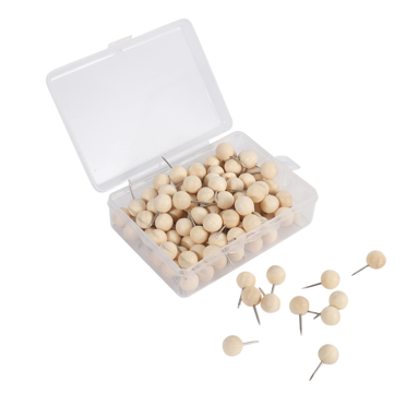 390 Pcs Goupilles Décoratives Rondes en Bois, Pointe Tête en Bois et Aiguille en Acier pour Photos, Cartes et Planches en Liège