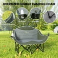 thumbnail image 4 of Outsunny Chaise de Camping Double, Chaise de Camp Rembourrée avec Porte-Gobelets, Vert Foncé, 4 of 10