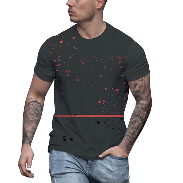 Ketyyh-chn99 Chemises pour Hommes Couleur Unie T-Shirt à Manches Courtes Chandail Col Rond Coupe Décontractée T-Shirt Rouge Melon D\'eau,L