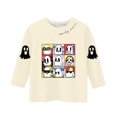 thumbnail image 4 of MKOSPLRT T-Shirts d'Halloween pour Enfants Filles Garçons Manches 3/4 Hauts Col Rond T-Shirts Graphiques Amusants Décontractés Amples T-Shirts de Sortie T-Shirts de Rentrée, 4 of 4