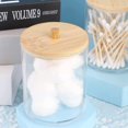 thumbnail image 3 of Exquisite Bamboo Lid Bath Accessory Set, Durable Acrylic Clear Plastic Apothecary Jars For Vanity, Bathroom, Or Office, Cotton Swab Storage And Stackable Design For Space Efficiency (3Pcs), 3 of 7