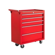 Yiwa Portable 5-Drawer Tool Chest, Mobile Tool Box Cabinet with Locking System and Wheels for Workshop