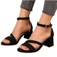 thumbnail image 1 of Heel Sandals for Womens Block Chunky Heel Adjustable Ankle Strap Open Toe Non Slip Casual Summer Straps Sandals Black, 1 of 9