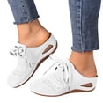 thumbnail image 1 of Wedge Clogs for Women Slip on Mules Shoes Comfortable Lace up Closed Toe Backless Summer Sandals, 1 of 7