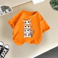 thumbnail image 5 of GDREDA Vêtements Fille Enfant Filles Mignon Graphique Col Rond Manches Courtes Tee Été Décontracté T-Shirt Hauts Fille Été Orange, 3-4 Ans, 5 of 5