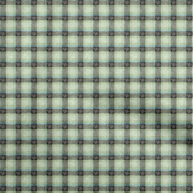 oneOone Cotton Poplin Light Green Fabric Check Fabric For Sewing Printed Craft Fabric By The Yard 42 Inch Wide