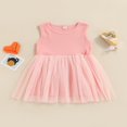 thumbnail image 2 of Robe de Princesse pour Bébé Fille Sans Manches Tricotée Patchwork Dentelle Tulle Mariage Anniversaire Fête Tutu Robe, 2 of 8