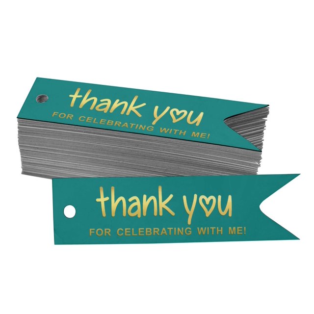 Inkdotpot Pack Of 50 Real Gold Foil Paper Tags Thank You For Celebrating With Me Birthday Favor Hang Tags
