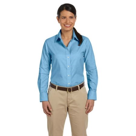 Harriton Chemise Oxford à Manches Longues pour Femmes avec Libération de Taches