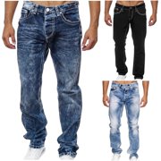 AnuYalue Mens Jeans Stretch Comfy Low Rise Straight Leg Jeans Casual Streetwear Regular fit Work Denim Pants with Pockets Blue S