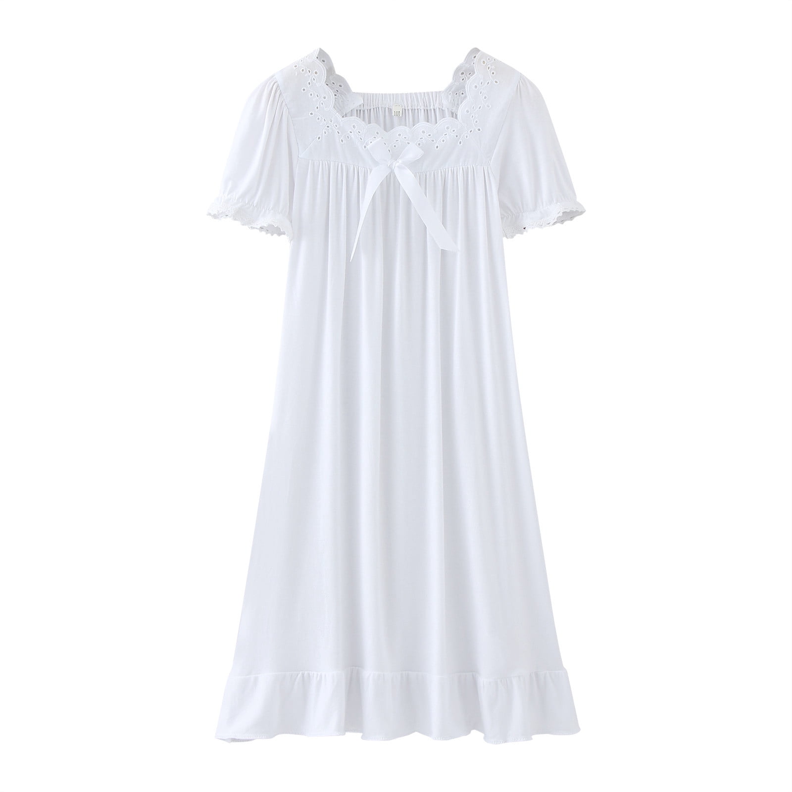 WEIYLL Girl's Dresses Kids Toddler Solid Color Spring Ruffle Short Sleeve Princess Sleepwear White Dress Clothes 7-8 Years