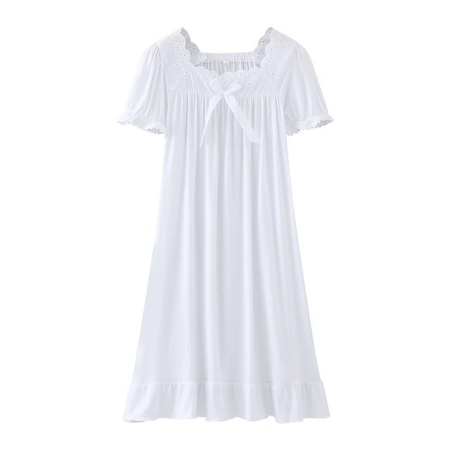 WEIYLL Dresses for Girls Kids Toddler Solid Color Spring Ruffle Short Sleeve Princess Sleepwear White Dress 3-4 Years