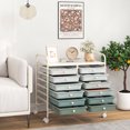 thumbnail image 2 of Costway 12-Drawer Rolling Art & Craft Storage Cart with Removable Drawers, Metal Frame, Lockable Wheels Gradient Green, 2 of 6