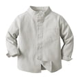thumbnail image 1 of 2025 Spring Boy's Shirt Solid Small Place Color Standing Long Sleeve Tops Boys Breasted Cardigan Children's, 1 of 8
