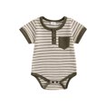thumbnail image 1 of Gupgi 0-12 m Bébé Garçon Justaucorps à Rayures Décontracté Nourrisson Manches Courtes Col Rond Barboteuse Côtelée, 1 of 9