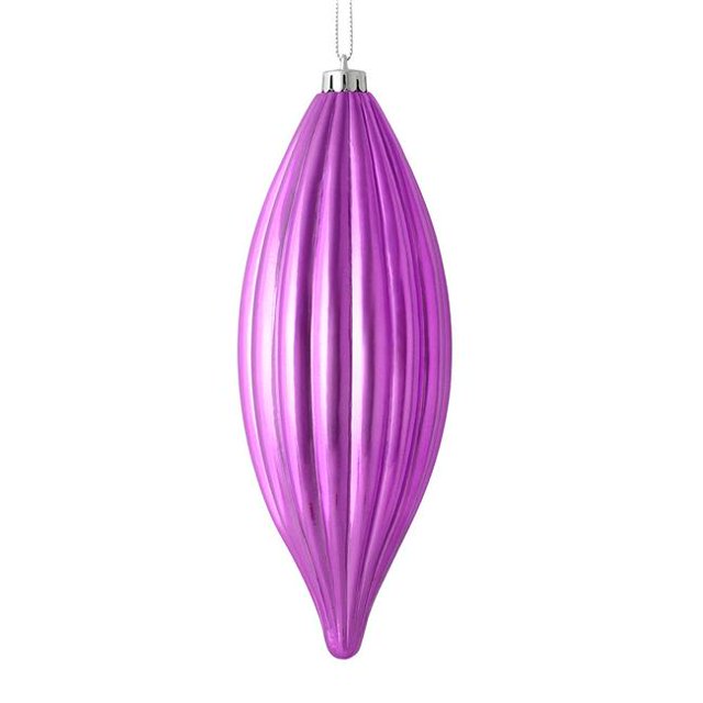 Vickerman M183269S 8 in. Orchid Shiny Line Finial Ornament 4 per Bag