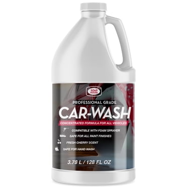 Soap House Lavage de Voiture en Profondeur – 1 Gallon (3,78 L) – Parfum de Cerise – Formule Concentrée pour la Saleté Tenace et la Crasse de Route – Sécuritaire pour Tous les Véhicules – Compatible avec les Pulvérisateurs à Mousse