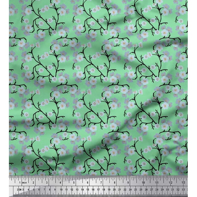 Soimoi Poly Georgette Fabric Blossom Floral Print Fabric by The Yard 52 Inch Wide