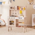 thumbnail image 2 of Costway Height Adjustable Play Kitchen Wooden Kitchen Playset with Real Lights & Sounds, 2 of 10