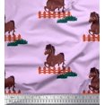 thumbnail image 1 of Soimoi Tissu Poly Georgette Imprimé Cheval pour Enfants au Mètre, 52 Pouces de Large, 1 of 3