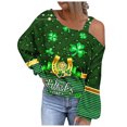 thumbnail image 2 of Débardeurs pour Femmes Mode Sweat-Shirt Imprimé Jour de St.Patrick Chemise à Épaulette Graphique à Manches Longues Tops, 2 of 5