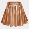 thumbnail image 4 of Jupe Mini Brillante pour Femme Jupe Patineuse Mini Évasée Extensible Taille Haute Plissée Évasée en Ligne Jupe de Danse Ensemble Jupe et Haut pour Femme Café S, 4 of 4