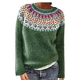 thumbnail image 1 of VKOYWKM Soldes de Liquidation Chandails Fair Isle pour Femmes Vintage Chandails Tricotés à Manches Longues Décontractés à Col Rond Chandails à Enfiler Hauts Automne Hiver Hauts de Saut, 1 of 5