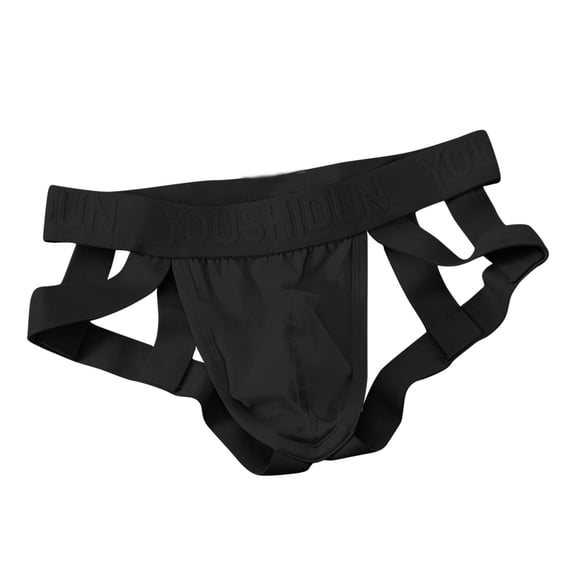 HKEJIAOI Mens Jockstrap Underwear for Men Low Rise Cotton Breathable Underpants, Black 3XL