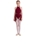 thumbnail image 1 of Runhomal Justaucorps-Robe de Ballet Sans Manches en Dentelle Florale pour Filles Enfants, Robe de Danse Lyrique Latine Jazz Moderne Contemporaine, Tenue de Danse Bourgogne 8, 1 of 7