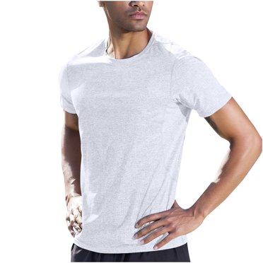 Birdeem Chemises pour Hommes Chemises d'Été Unies Ajustées Sport Train Manches Courtes Col Rond