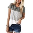 thumbnail image 3 of T-shirt à Manches Courtes à Rayures pour Femmes, 3 of 5