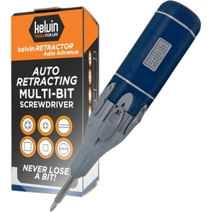 Kelvin Tools Retractor Avance automatique - Tournevis automatique multi-outils, tournevis multi-tête tout-en-un, chargeur automatique multibit 6-in-1 Tournevis, outils multi-usages (Navy/Grey)