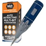 Kelvin Tools Retractor Auto Advance - Automatic Multi-Tool Screwdriver, Multi-Head Screwdriver All-in-one, Autoloader Multi-bit 6-in-1 Screwdriver, Multi-use Tools (Navy/Grey)
