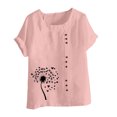 thumbnail image 4 of Jusqu'à 50 % de Rabais Horkkom Chemises à Manches Courtes pour Femmes Été Grande Taille Chemises en Lin Décontractées Col Rond Imprimé Floral Hauts Amples, 4 of 4