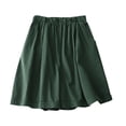 thumbnail image 1 of Timegard Shorts for Women Cotton Linen Elastic Waist Button Wide Leg Ruched Causal Loose Shorts Summer, 1 of 8