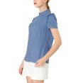 thumbnail image 4 of INSPIRE CHIC Blouse Décontractée à Manches Courtes pour Femme à Volants à Pois Col Rond TP Bleu, 4 of 8