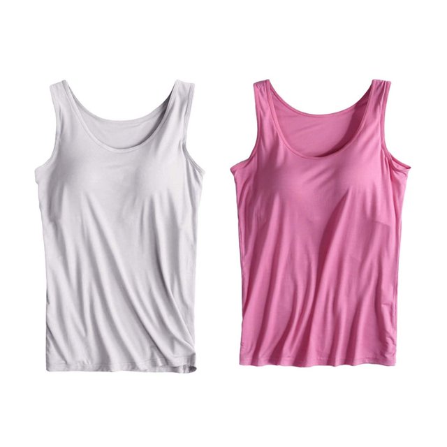 Camisole en Coton pour Femmes, Camisole Ajustable avec Soutien-Gorge Intégré, Tricot Extensible