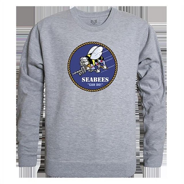 Rapid Dominance RS3-SEB-HGY-01 Seabees Graphic Crew Neck Sweatshirt, Heather Grey - Small